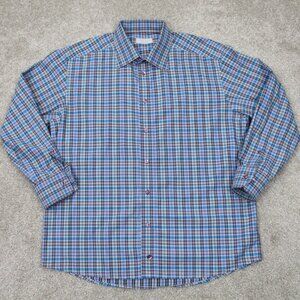 ETON Dress Shirt Men 17, 43 Made to Measure Blue/Green/Purple Long Sleeve Button